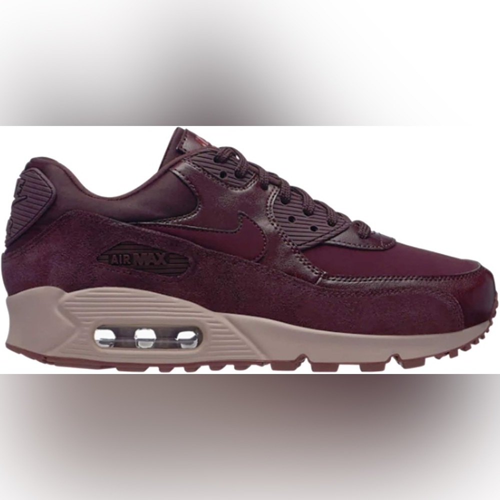 Nike Air Max 90 PRM Leather Sneakers - Burgundy Crush - Size 9
